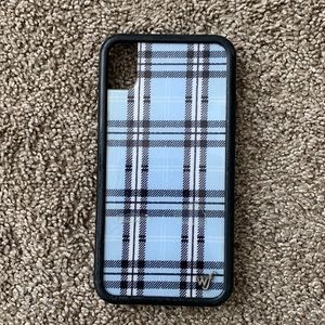 Wildflower blue plaid XR phone case